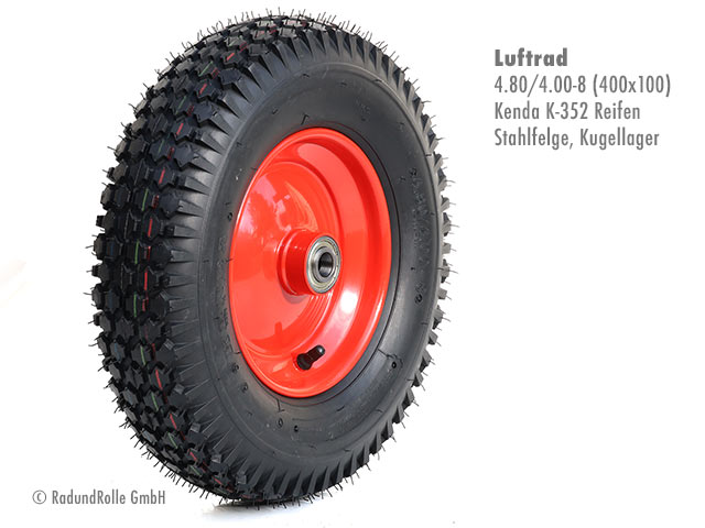 Black/Red Spare Wheel 1 x Luftrad Ø 350 mm 3.50-8 bearings wheel 